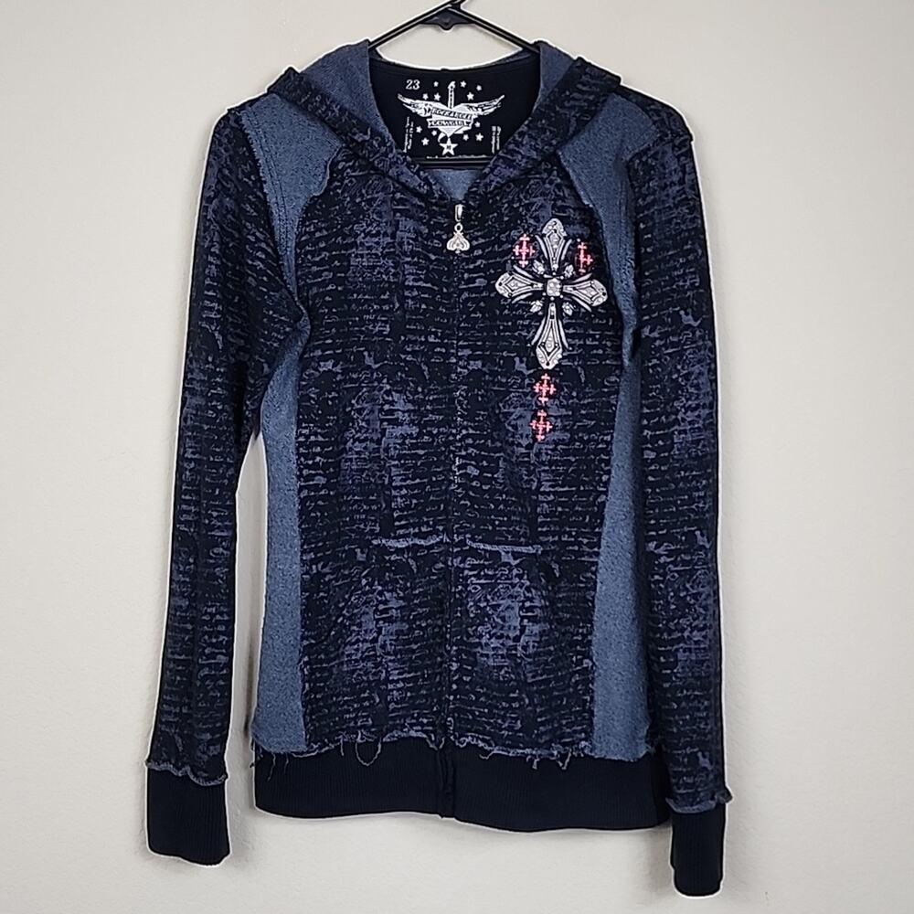 Rock & Roll Cowgirl Medium Black & Grey Hoodie Sweatshirt